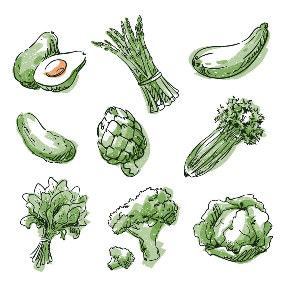 zielone warzywa i owoce