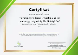 Certyfikat Nadwaga Otyłość Dzieci